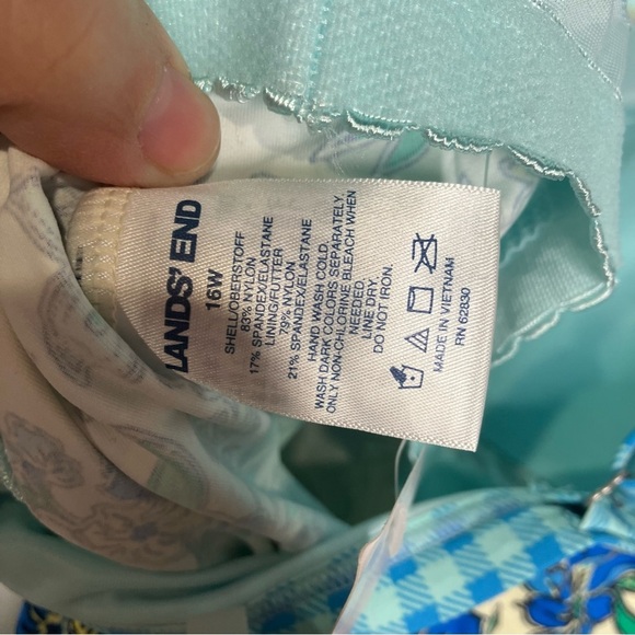 Lands’ End mix & match tankini set blue gingham checkered floral new size 16W - Picture 14 of 14